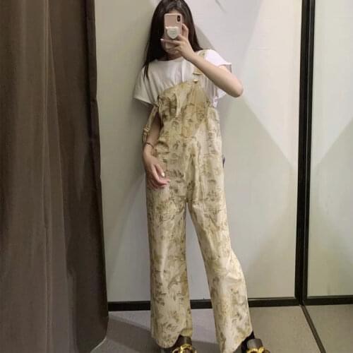 Za New Fashion Women Printing Strap Rompers Jumpsiut Romper Long Trousers Jumpsuits ladies Overalls XITIMEAO