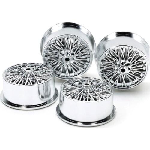 1 Set Wire Spoke Wheels for Low-Profile Tires (Silver Plated) Middle Diameter 95531 Spare Parts for Tamiya Mini 4WD Car Model