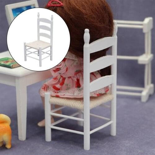 1pc White Simulation 1/12 Mini Doll House Furniture Chair Tiny Scene Decor