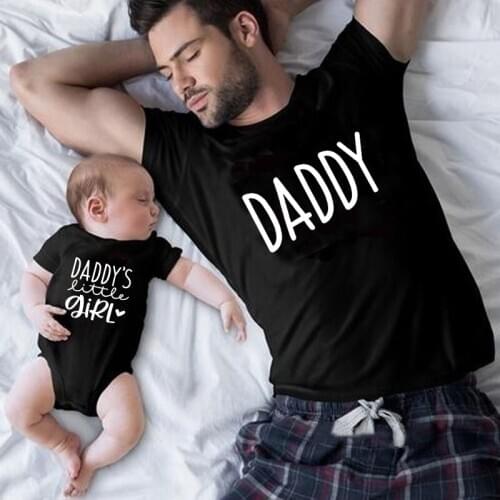 1pc Daddy and Me Family Matching Clothes Daddy and Daddys little Girl Tshirt Father Daughter Shirts Dad Daughter Girls Clothes