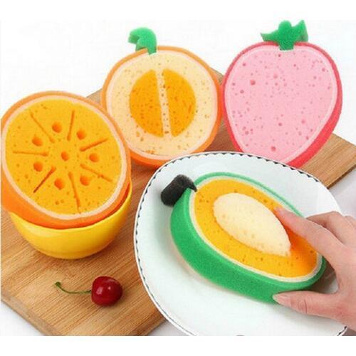 1PC Magic Dish Towel Fruit Shape Thicken Microfiber Sponge Cloth Cleaning Dish Rags Scouring Pads Kitchen Accessories OK 0333