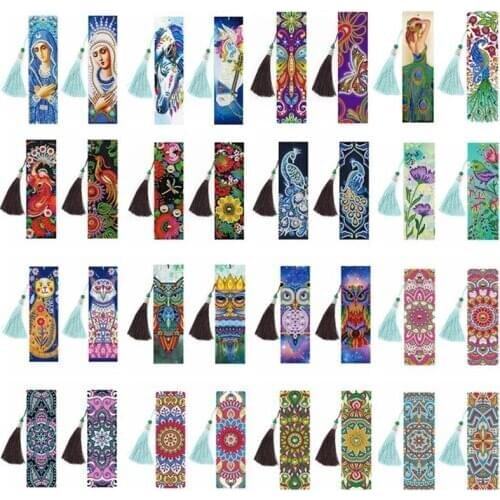 2PCS/Set DIY Special Shaped Diamond Painting Bookmarks diamond Embroidery Cross Stitch Tassel Bookmarks Books Diamond Mosaic