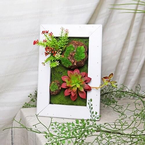 20cm*30cm Hot selling artificial flowers succulents wall hanging art wooden frame living room home decoration