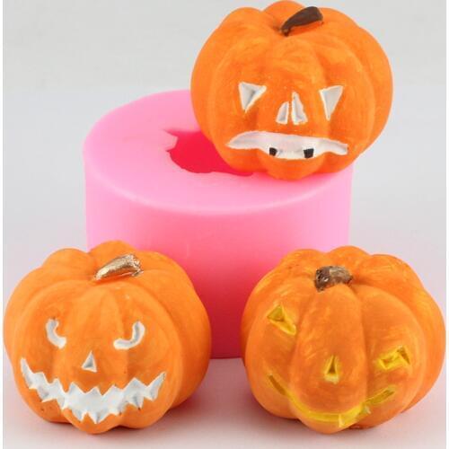 3D Silicone Mold Fondant Halloween Pumpkin Shape Candle Molds for Sake Decorating Tools Resin Clay Soap Chocolate Candy Moulds
