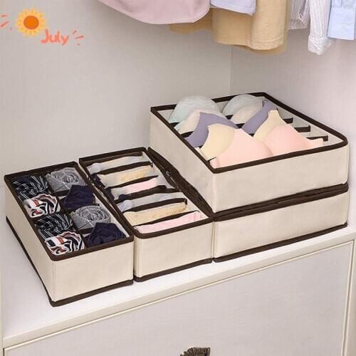 6 Grid Underwear Bra Socks Panty Storage Boxes Cabinet Foldable Drawer Organizers Storage Box for Bra Ties Underwear Socks Scarf
