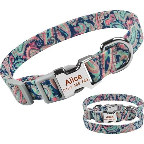 AiruiDog Small Large Dog Collar Personalised Male Female Pet Custom Engraved Name ID Tags