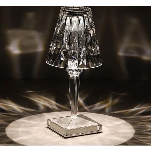 Diamond Table Lamp USB Rechargeable Acrylic Decoration Desk Lamps Bedroom Bedside Bar Crystal Lighting Fixtures Gift Night Light