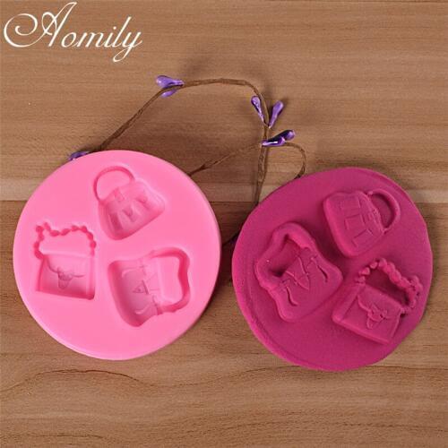 Aomily Fashion Bag Patten Cake Silicone Molds Fondant Cake Decorating Tools Chocolate Candy Mold Resin Clay Mould Baking Tool