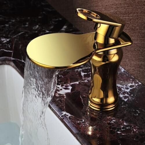 Free ship Gold Clour bathroom basin sink faucet mixer tap New deck mounted new