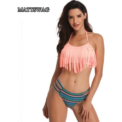 Tassel Bikini Sexy Hollow Out Floral Bikinis Set Casual Plus Size Swimwear Beach Holiday Summer Hawaii Swimsuit Women