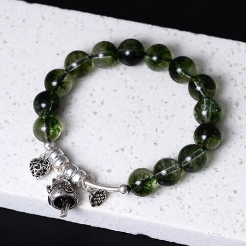 Lucky cat green cry-stal bracelet 100% 925 Sterling Silver Jewelry fashion hypoallergenic bracelets for girl gift