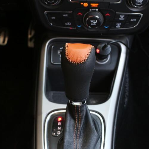 Carmilla 1 Set Pu Leather Interior Car Gear Head Shift Knob Cover Gear Shift Collars Case for Jeep Compass 2th 2016 2017 2018