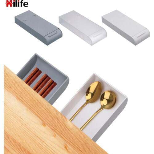 HILIFE Memo Pen Stationery Storage Box Drawer Divider Sticky Storage Box Hidden Table Under Paste Desk Organizer