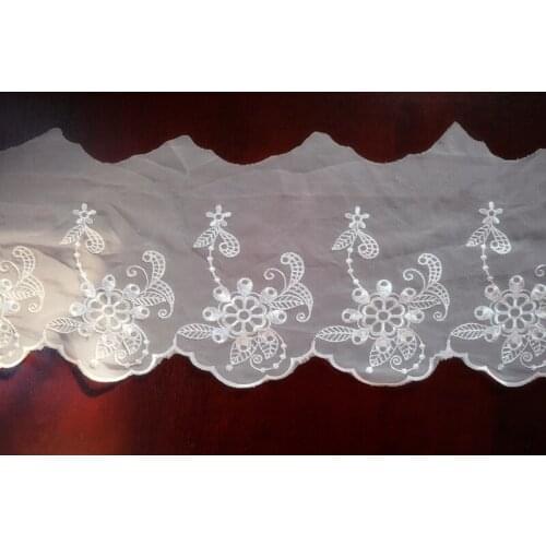 14 yards black ivory lace fabric by the yard, ivory white embroidered lace fabrics