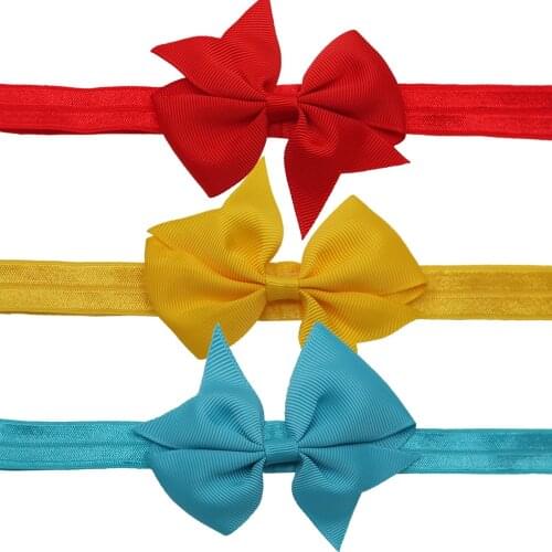 10pcs/lot Solid Color Grosgrain Ribbon Handmade Dovetail Bows Baby Elastic Headband Sweet Hair Accessories Kid Photography Props