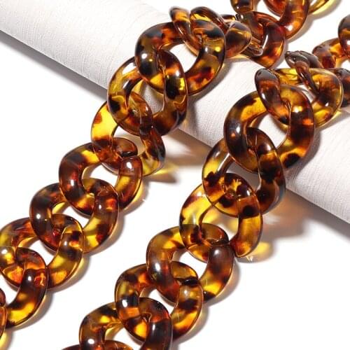 Linsoir 50pcs/lot Brown Chains Rings Beaded Clasps Acrylic Chains buckle for Bracelet Necklace DIY Jewelry Making Supplies