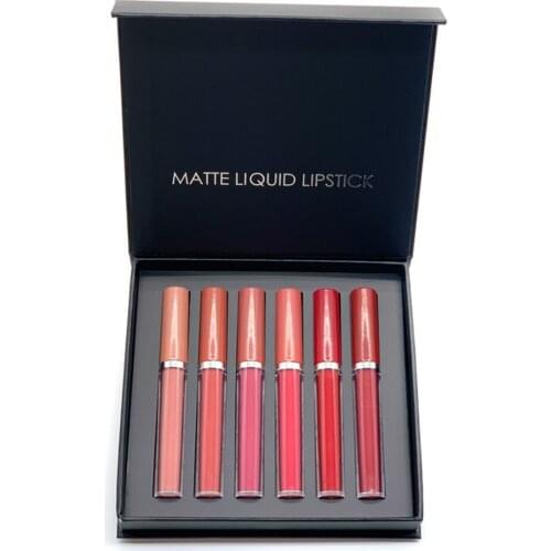6 Matte Waterproof Lip Glaze Set Private Label Cosmetics Custom Makeup Wholesale