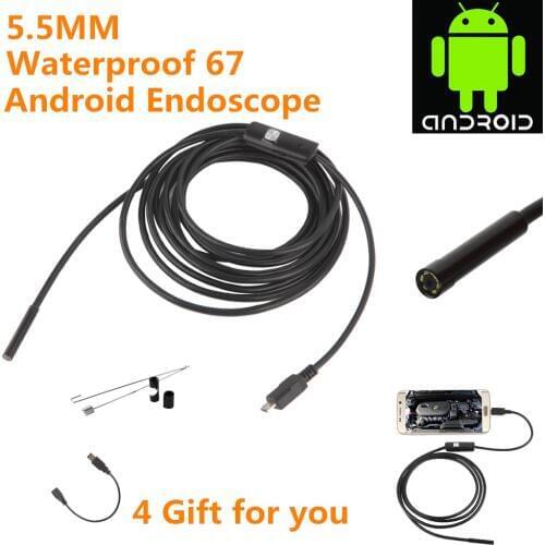 Mini 5.5mm 1M/2M/5M /10M Mini USB Endoscope IP67 waterproof Borescope Micro Camera Snake 480P for OTG Android phone Laptop PC