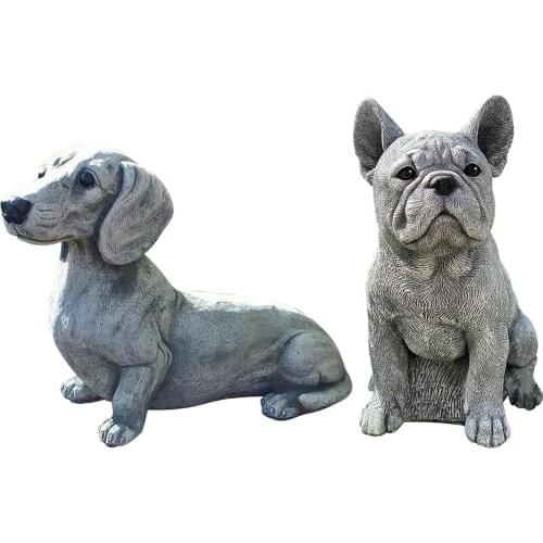 Miniature Dog Garden Statue Lawn Figurine Decorative Animals Collecitbles Sculpture Ornament for Fairy Garden Backyard Decor