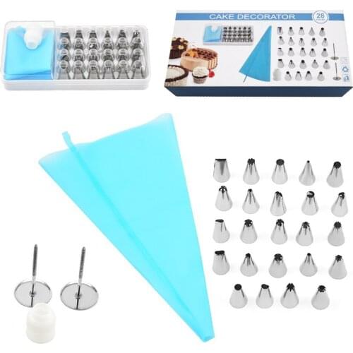 28/30Pcs Pastry Nozzles Set Cake Decorating Tool Stainless Steel Pastry Socket Pastry Bakery Nozzles for Confectionery Equipment