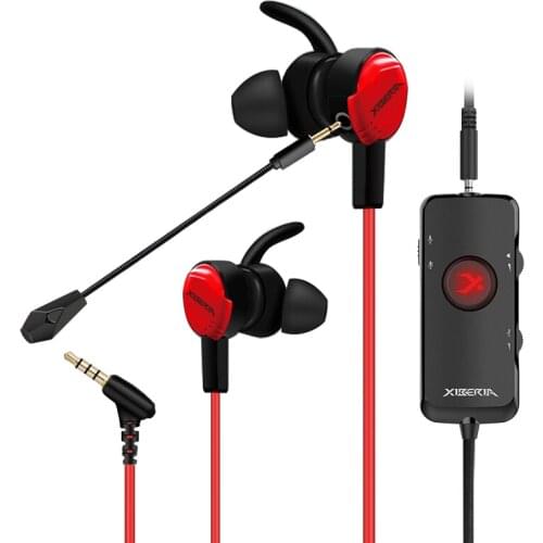 Earphone in ear cable game earphone with Mac computer mobile phone earphone 7.1 independent sound card red