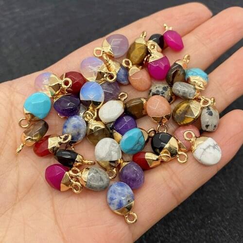 Wholesale Multicolor Oval Shape Pendant Natural Stone for Jewelry Making DIY Handmade Accessories Beaded Decoration Fashion