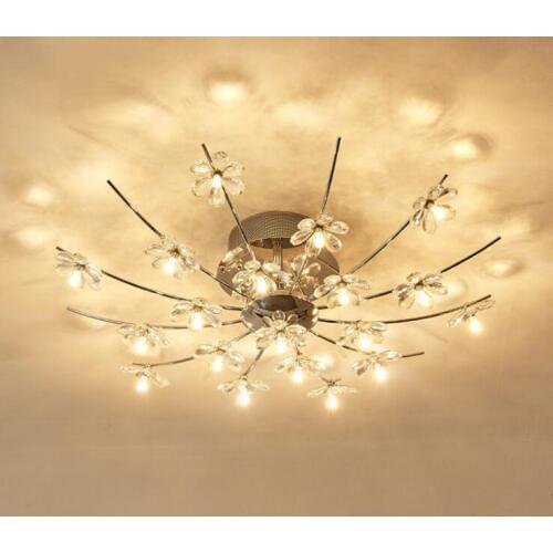 Simple modern creative living room crystal lamp Neoclassical post modern restaurant bedroom crystal flower ceiling lamp