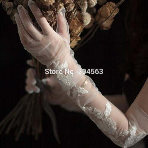 Romantic Bridal Gloves with Lace Wedding Gloves with Finger Long Gloves for Wedding Party