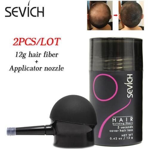Sevich Fast Hair Thicken Extension Sets 2pcs/set 12g hair building fibers powder + spray applicator pump hair loss products