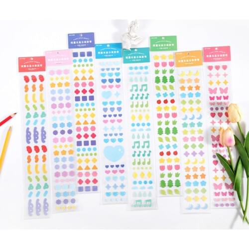 Cute Mini Pattern Long Strip Stickers Decoration Bullet Journal Planner Scrapbooking Idol Cards Deco Stickers Korean Stationery