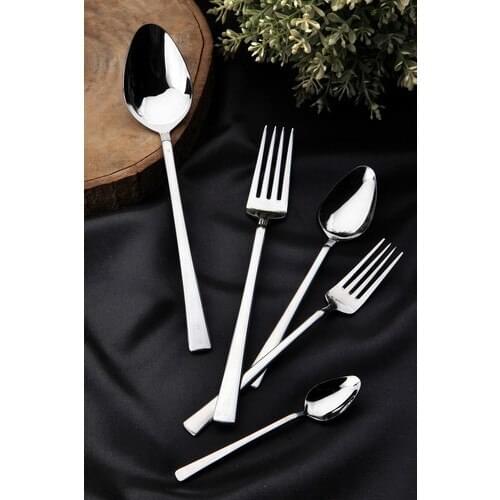Queens Kitchen 30 Piece Lux Steel Fork Spoon Team