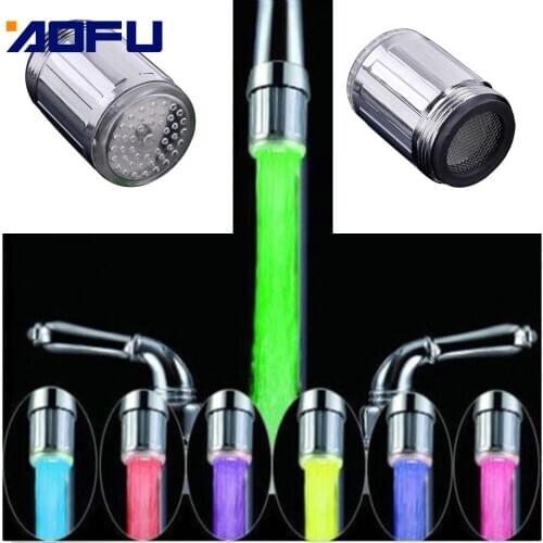 Luminous Light-up LED Water Faucet Shower Tap Basin Water Nozzle Bathroom Kitchen Heater Faucets thermostat Blue