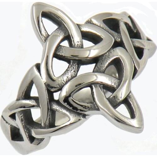 FANSSTEEL Stainless Steel Jewelry Flower Rope Knot Irish Viking Ring FSR12W51