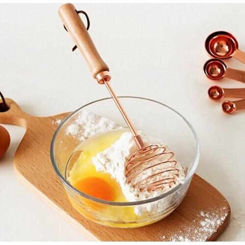 Eggs Beater Mixer Tool DIY Bread Dough Bakeware Dough Whisk Spiral Manual Whisk With Wooden Handle