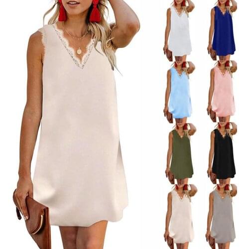 Womens Bottoming Vest T-shirt V-neck Blouse Loose Dress