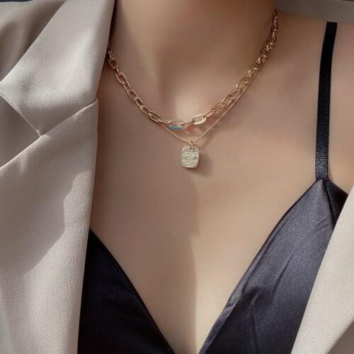 Trendy Temperament Double Layer Letter Tag Necklace For Women Moden Urban Gold Color Pendant Party Jewelry Accessories Gifts