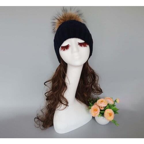 Winter Cashmere Hat With Raccoon Ball Fashion High Quality Unisex Hat Warm Fried Dough Wool Cap