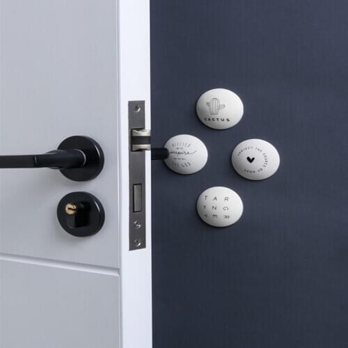 4pcs Wall Protector Door Handle Silicone Bumper Guard Stopper Self Adhesive Rubber Round Home Back Door Crash Pads