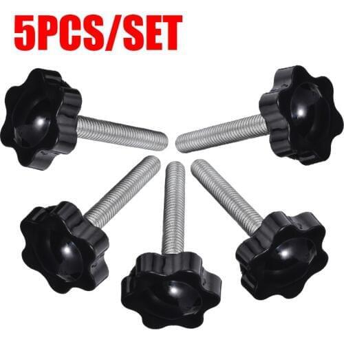5Pcs M6 x 40mm Star Hex Shaped Head Clamping Screw Metric Bolts Knob Plastic Carbon Steel Galvanization Black