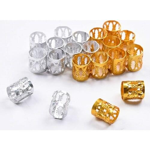 100pcs Adjustable Hair Braids Dreadlock Beads Gold and Silver Beads Hair Braid Rings Cuff Clips Tubes Jewelry