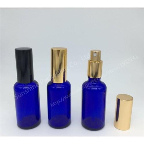 500pcs 50ml Blue Glass Bottles Fine Mist Spray For Aromatherapy Perfume Bottle Small Size Ergonomic Design Leak Proof