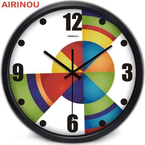 Airinou Abstract Rotate Wall Clock Color Art Metal Quality Living Room , Creative Job Watch Fashion Design