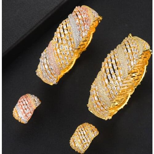 Kellybola Big Noble Luxury Bracelets/Ring Sets For Women Luxury Branch CZ Geometric Bridal African Wedding Jewelry Accessories
