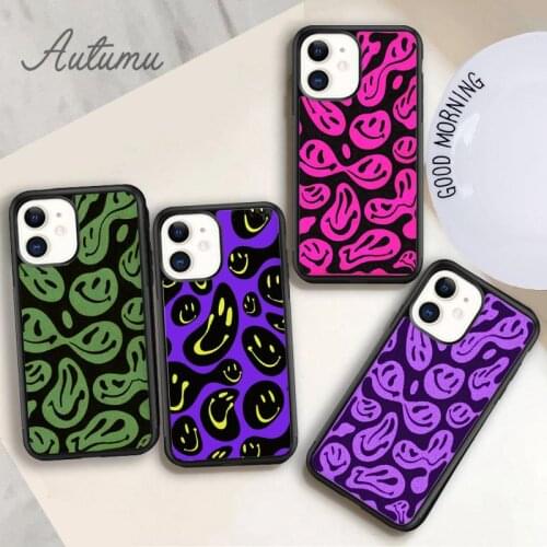 Distorted smiley faces Phone Case for iPhone 11 12 Pro Max mini X XR XS SE 2020 5 6S 7 8 Plus Samsung Galaxy S9 S10 Cover shell