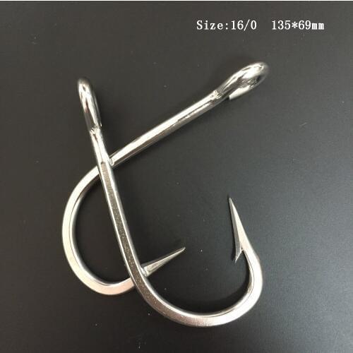CN02 10pcs 16/0 Mustad Fish Hook Stainless Steel Fishing Hook Jigging Fishing Hook Big Game Fishing Hook