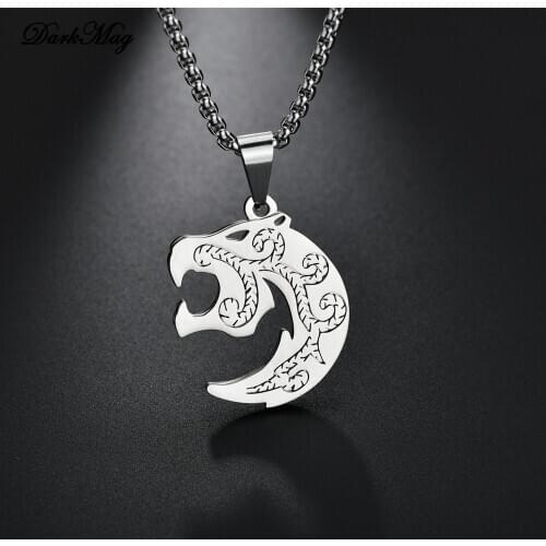 DarkMag Fashion Necklace Titanium Steel Wolf Tooth Necklace Animal Pendant Necklaces Jewelry Accessories Gift for Men