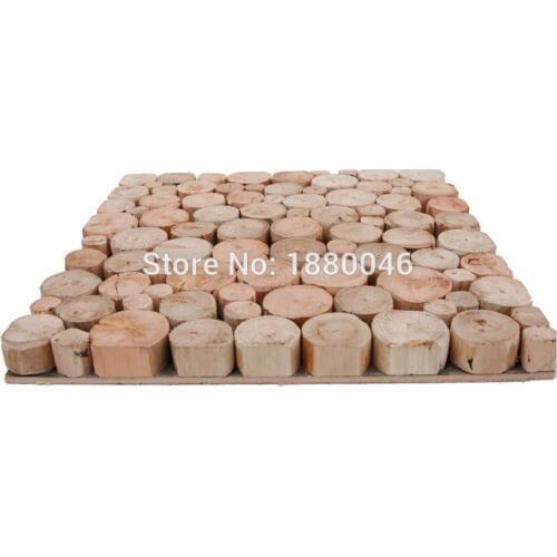 Popular Eucalyptus wood mosaic decorative wall art mosaic brick tile for interior 1box 11pcs 30x30cm sheet