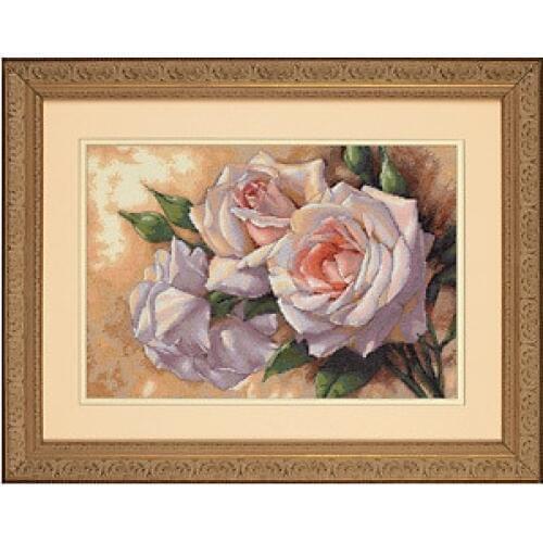 COTTON Lovely Counted Cross Stitch Kit White Roses Rose Flower Flowers dim 35247