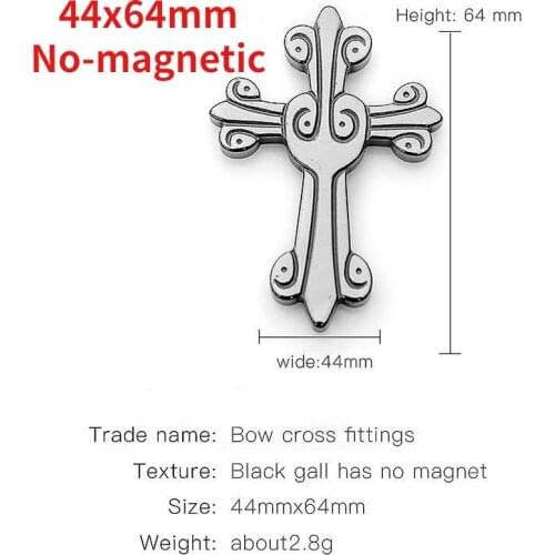 Natural Hematite 44x64mm Loose Lace Cross Charms Luck Blessing Change Destiny for Jewelry Making DIY Bracelet Necklace Earring