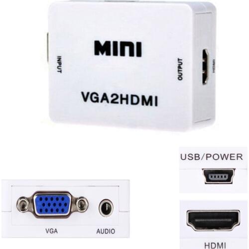 Kebidu VGA2HDMI Mini VGA to HDMI Converter with 1080P Audio Adapter Connector for Notebook PC for HDTV Projector